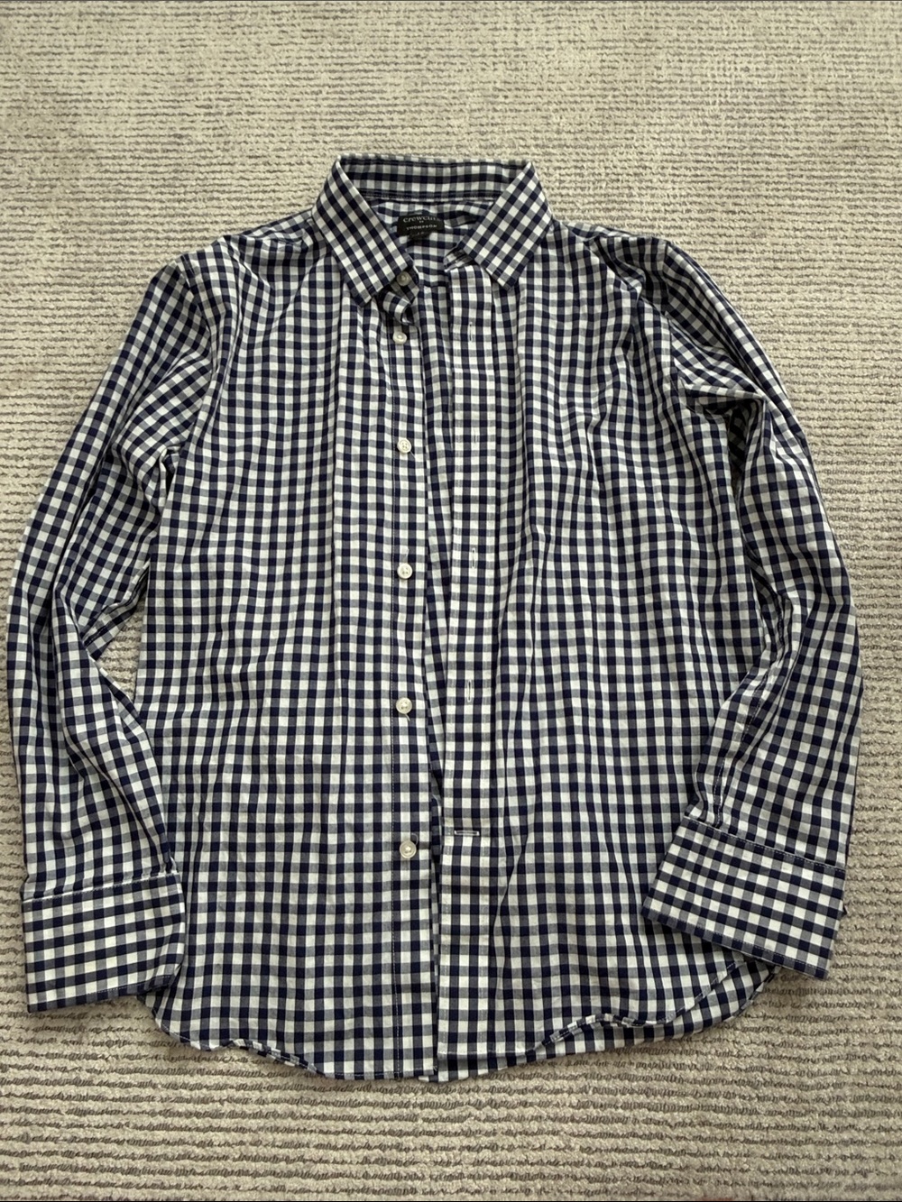 Crewcuts boys Thompson Navy and White Gingham Button-Down Shirt